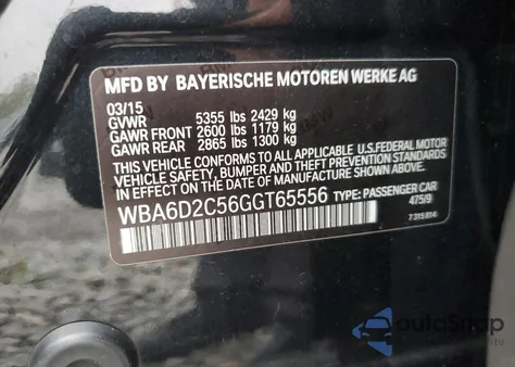 2016 BMW 640 Xi Gran Coupe из США, поврежденный, VIN WBA6D2C56GGT65556